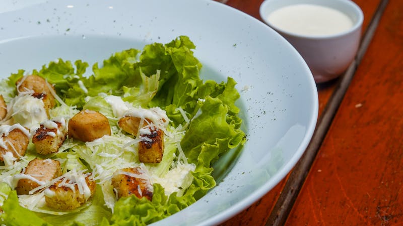 Caesar salad with parmesan and croutons