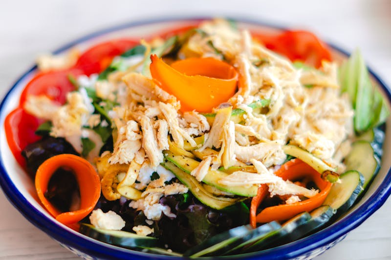 Southwest chicken salad with black beans and corn