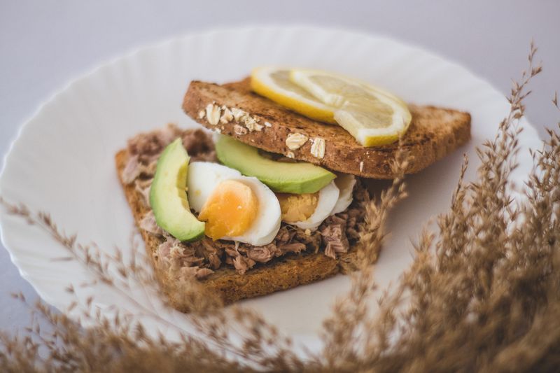 Turkey and avocado sandwich on toasted bread