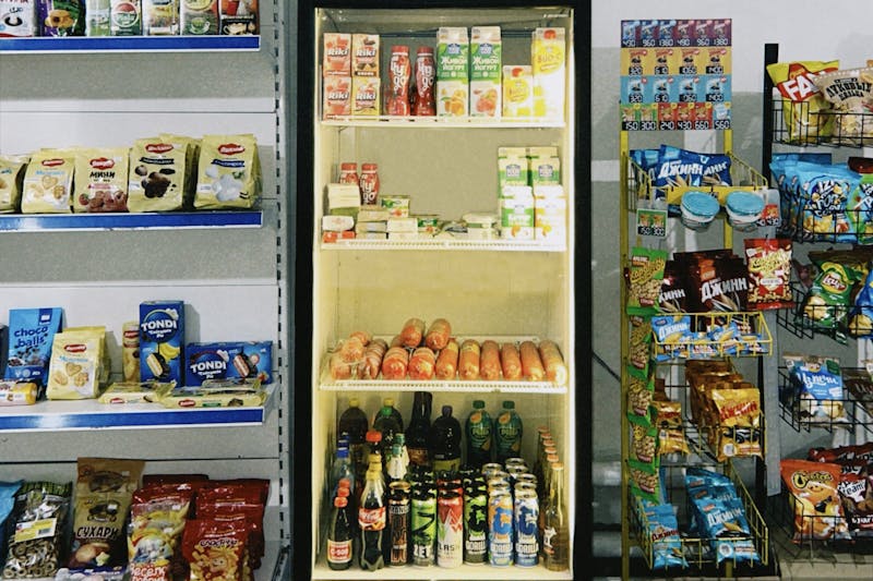 Bottled water and juice options at Dions